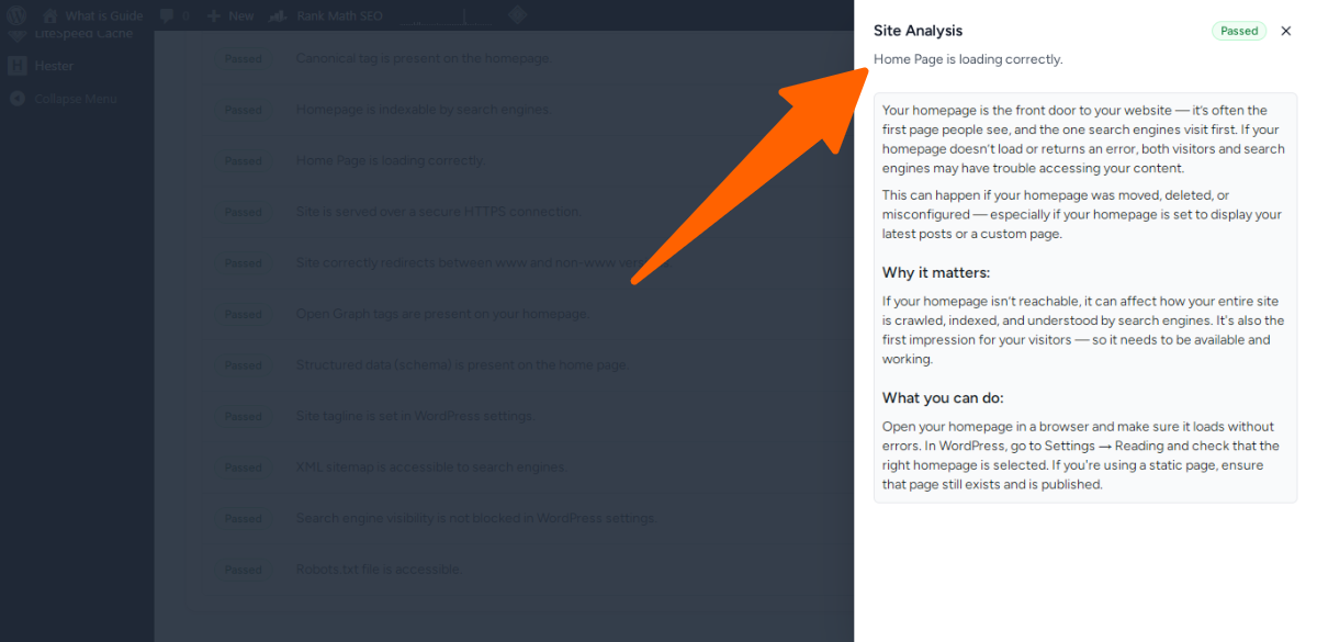 11. Home Page is loading correctly - site seo analyzer in sure rank