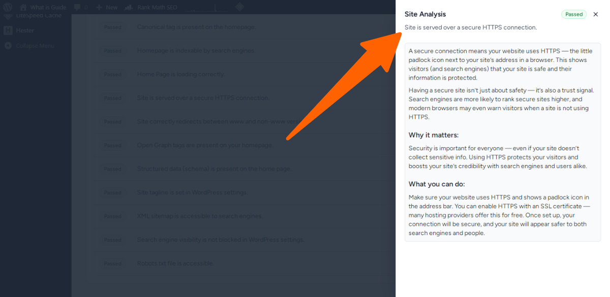12. Site is served over a secure HTTPS connection - site seo analyzer in sure rank