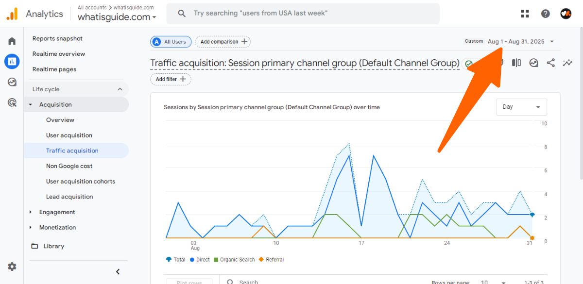 How to Set a Custom Date Range in Traffic Acquisition