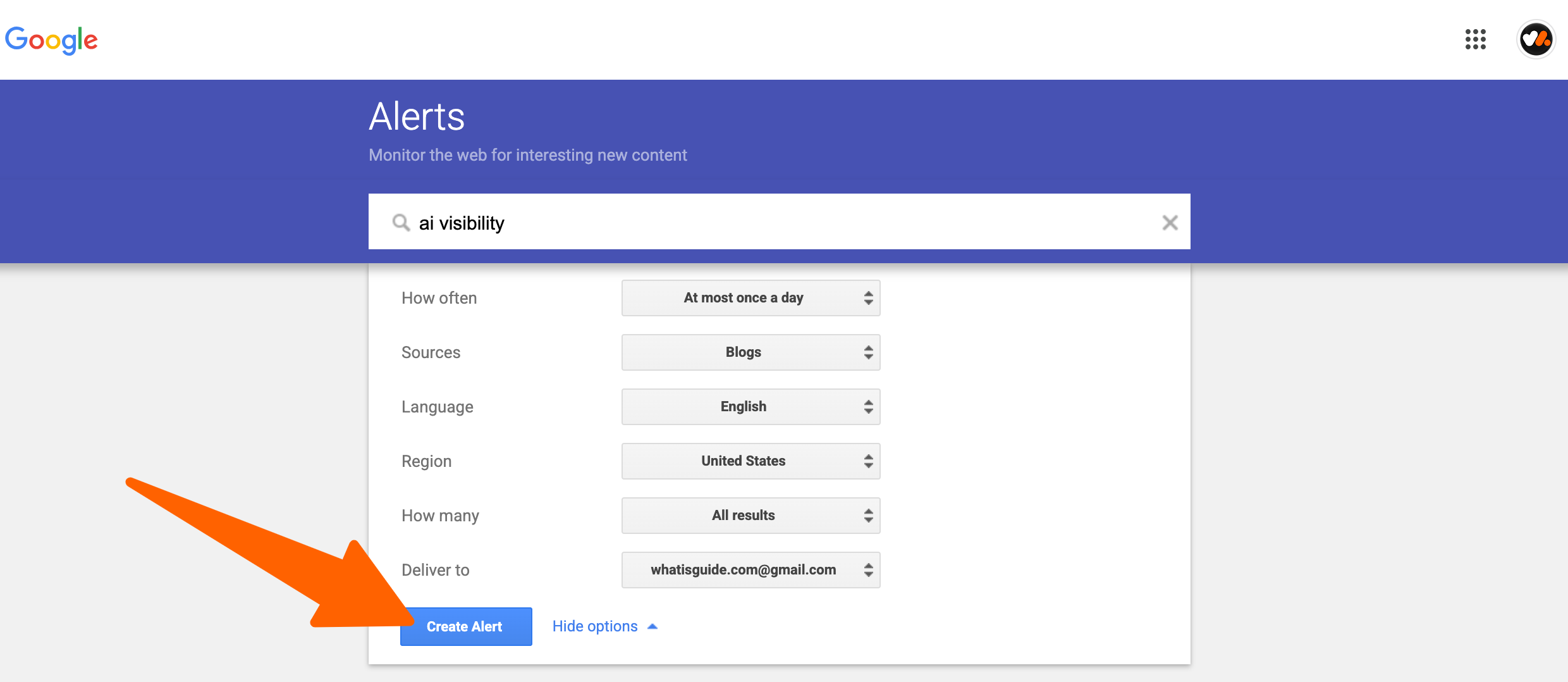 Google Alert for tracking Brand Mentions